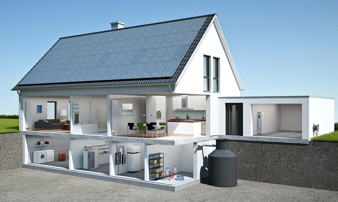 Wohnraum mit markierten Messpunkten der baubiologischen Leistungen der Sanus Habitare